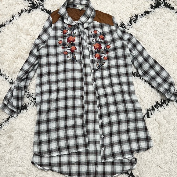 COTTON BLEU- long sleeve button up flannel shirt - Picture 1 of 3